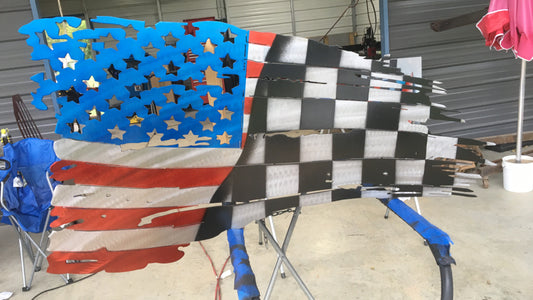 2' X 4' Metal American U.S. / Checkered Flag no number - Dragonslayer Industries LLC