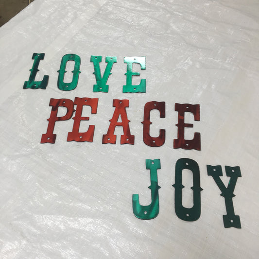 PEACE LOVE JOY 6" LETTERS - Dragonslayer Industries LLC