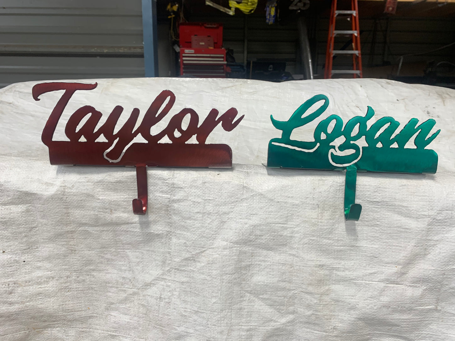 Custom Metal Stocking Holders for a mantel