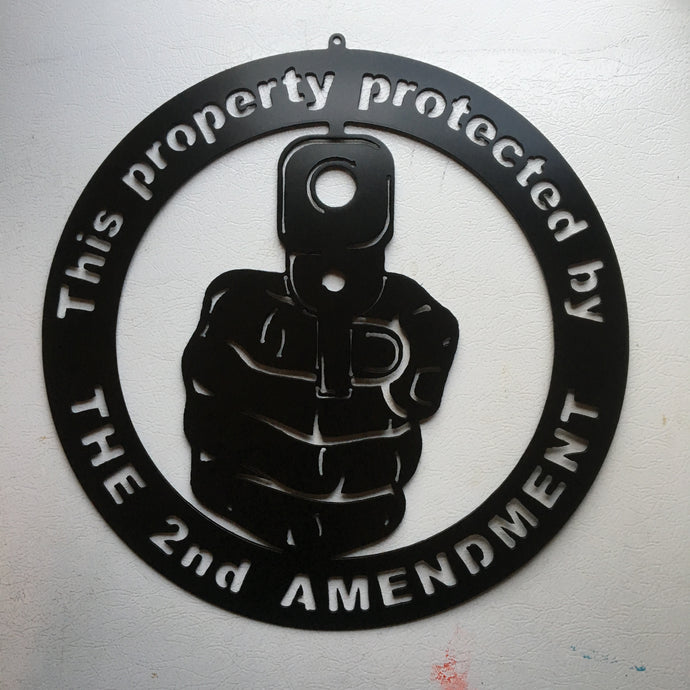 This property protected by the 2nd amendment Metal Art