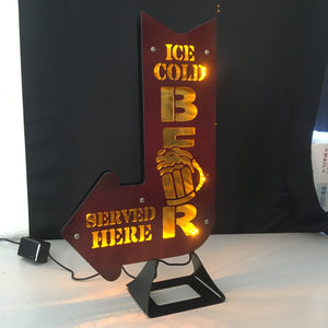 ICE COLD BEER LED lighted metal sign