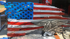 2' X 4' Metal American U.S. Flag with Navy Seal Trident - Dragonslayer Industries LLC