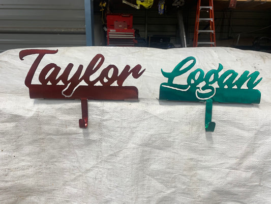 Custom Metal Stocking Holders for a mantel