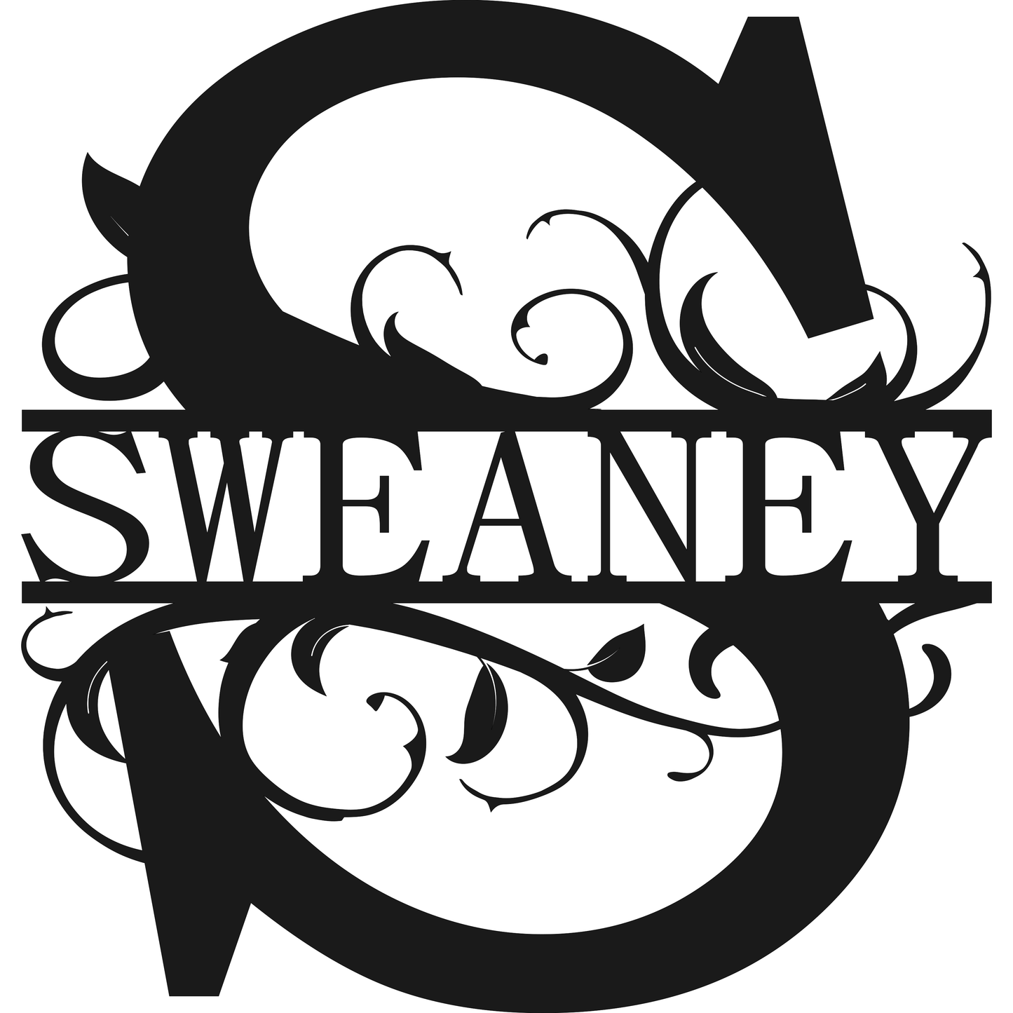 Metal split letter monogram
